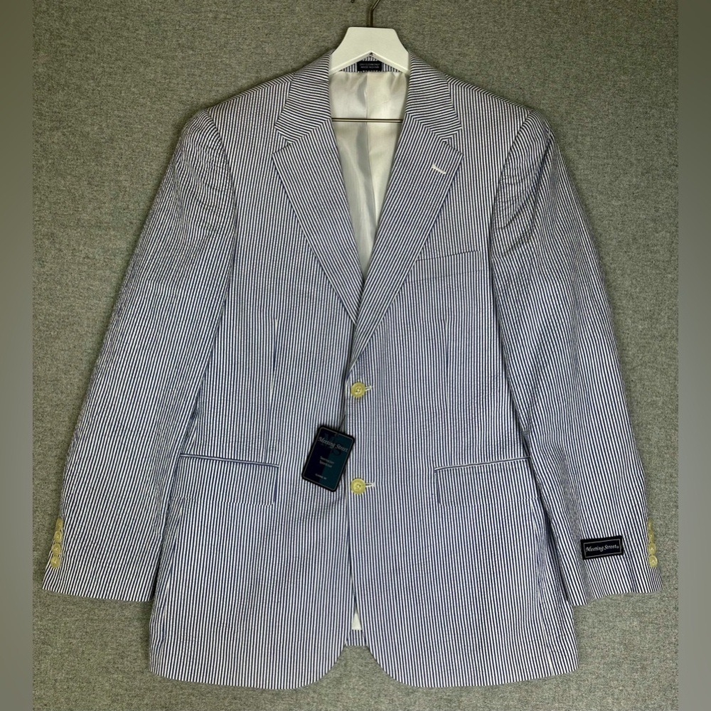 Meeting Street Seersucker Blazer Mens 40 Reg Sportcoat Stripe Classic Suit New